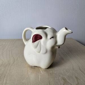 Shawnee Elephant Ceramic Art Piece - Ivory and Maroon